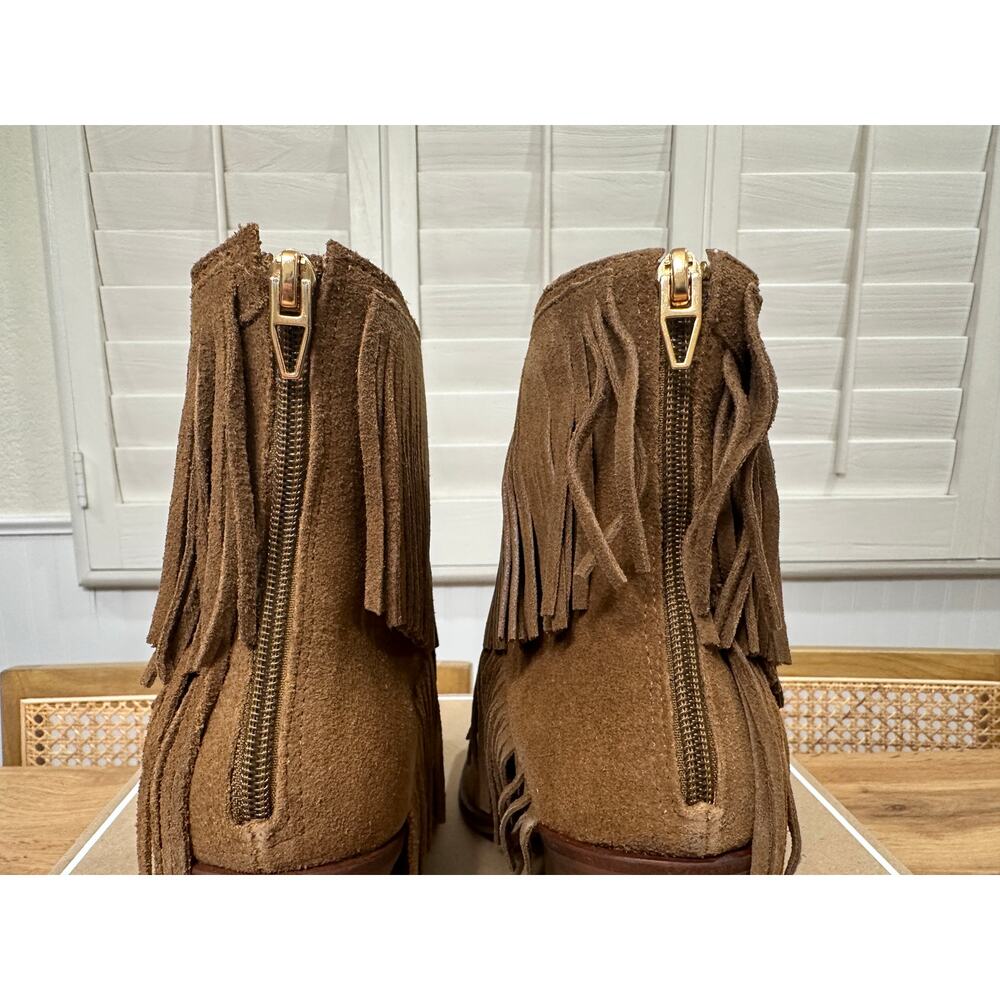 Dolce Vita Torey Boots Chestnut Suede Size 8 NIB Tiered Fringe Western Inspired - Picture 11 of 16